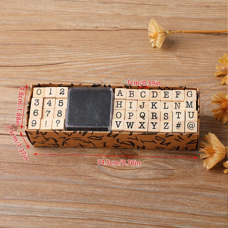 40Pcs Alphabet Stamps Vintage Wooden Rubber Letter Standard Stamp Set For Craft Card Making Planner Scrapbooking Journals