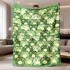 2026 Latest Flannel Blanket 1pc One Comfortable Green Cute Cartoon Frog Themed Pattern Flannel Blanket, Fashionable, Soft, Warm, Suitable for All Seas