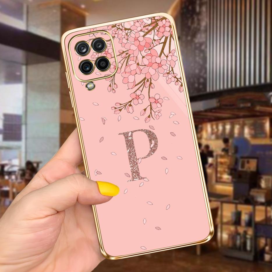 For Samsung Galaxy A12 Case Luxury Black Pink Couple Letters Cover Soft Fundas Phone Case For Samsung A12 F12 M12 F62 M62 Bumper