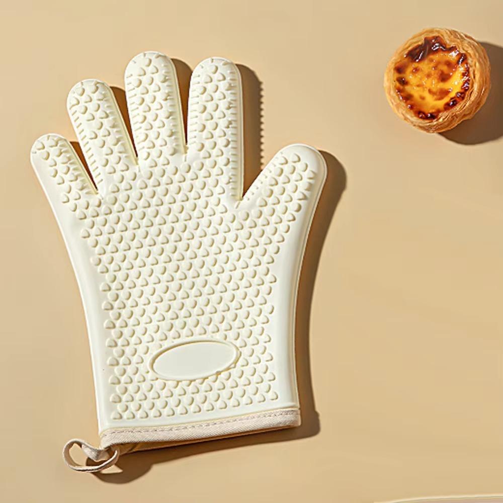 1 Pair Silicone Baking Gloves Heat Resistant Heat Insulation Mitts Durable BBQ Gloves  Hot Dish