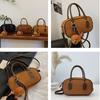 Ins PU Leather Suede Bowling Bag Handbag Korean Style Small Square Bag Large Capacity Solid Color Shoulder Bag Streetwear