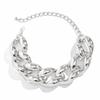 KunJoe Punk Silver Color CCB Buckle Short Necklace for Women Men Exaggerated Thick Metal Cuban Chain Collar Choker Necklace