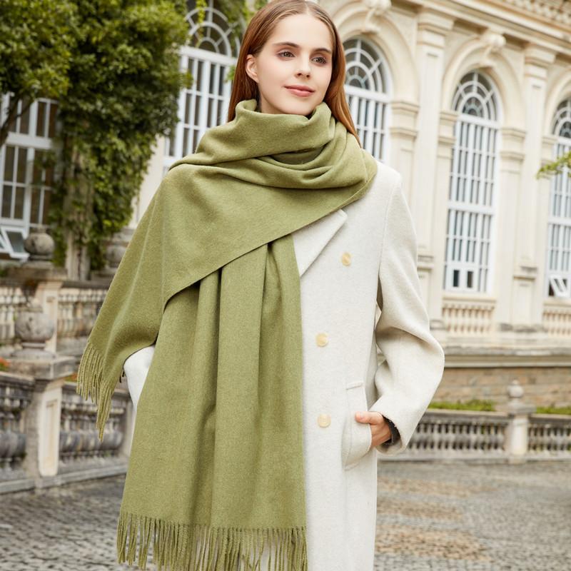 Czerwony szalik damski zimowy wysokiej klasy zagęszczony wełniany szalik wszechstronny męski szal jednolity kolor kaszmirowy szalik