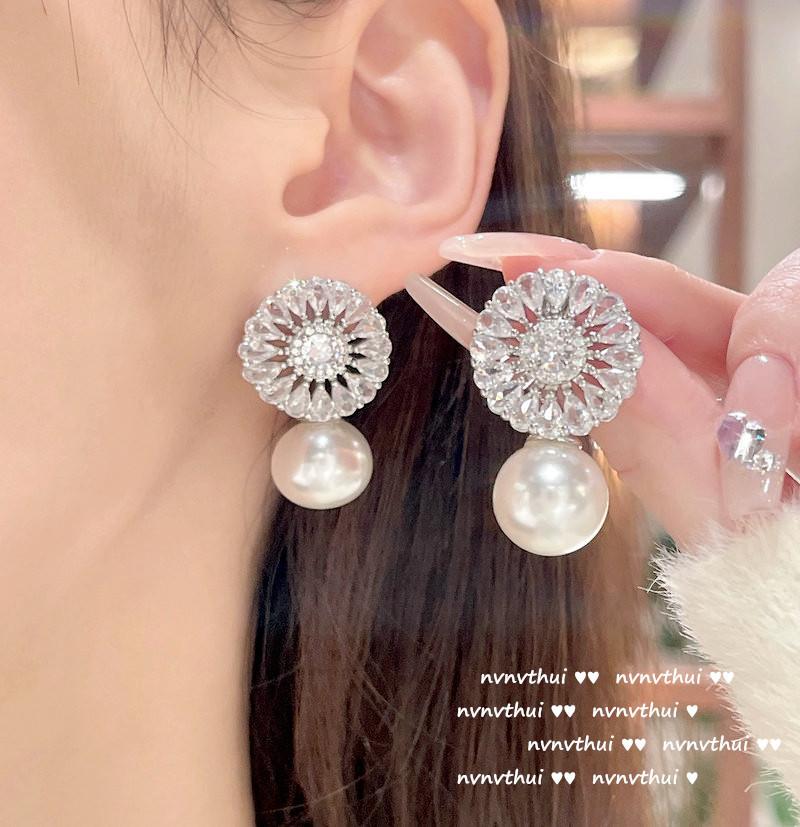 Зеленые снежинки Мохито, Жемчужные серьги-драгоценности, Таити, Бусины глубокого моря, Циркон в виде банта, Жемчужные серьги