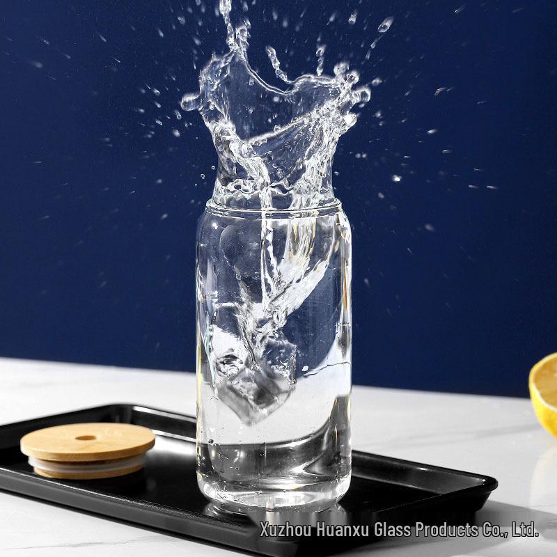 Bamboo Lid High Borosilicate Glass Cup with Straw - Thickened Glass for Juice or Cola