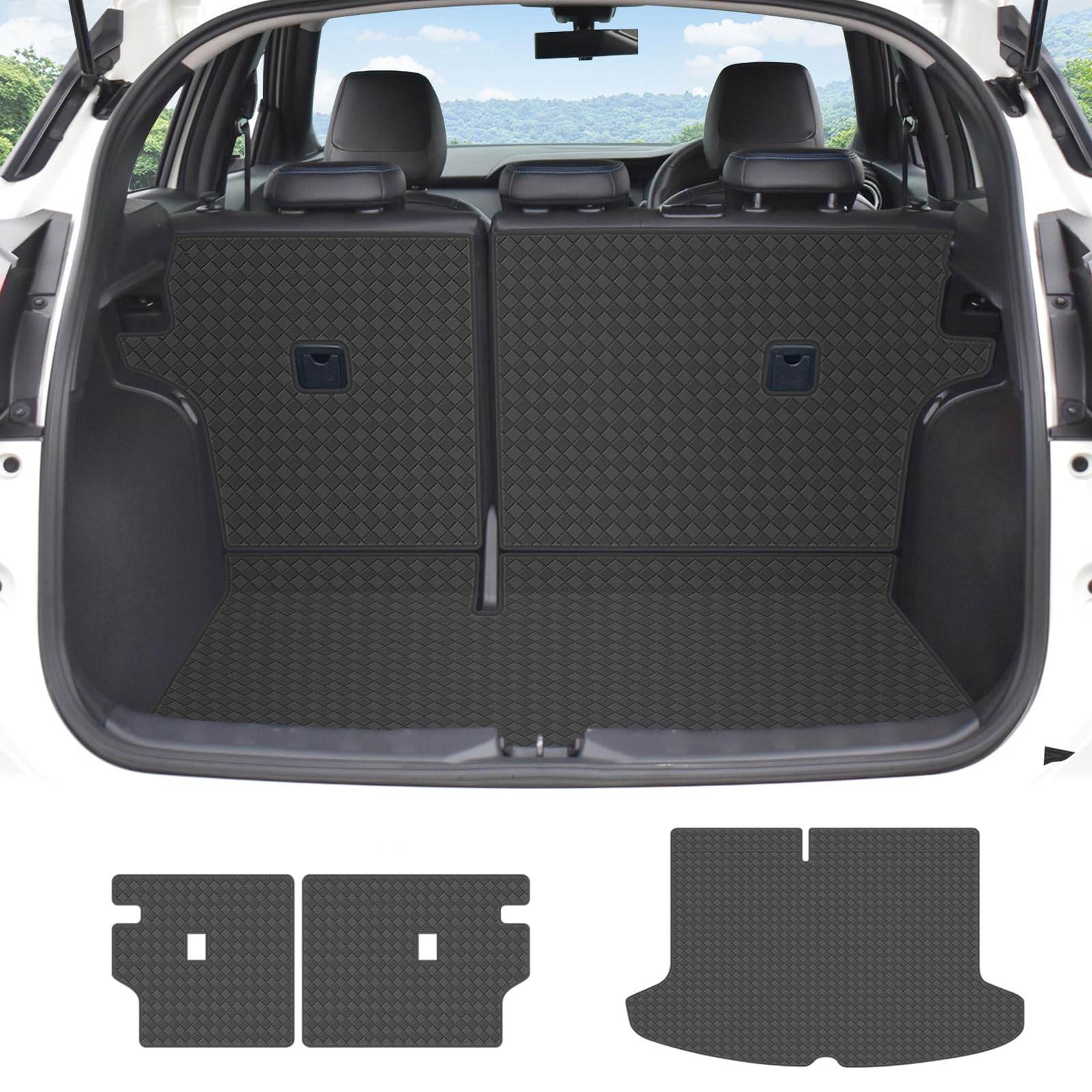 

YORKNEIC Luggage Mat for Nissan Kicks P15 Seat Back Back Trunk Synthetic Leather Cargo Type B (2WD, 2020-Present Models) - Vehicle-Specific Cover,