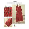 2025 Literary Retro Travel Plus Slim Cotton V-Neck Dress
