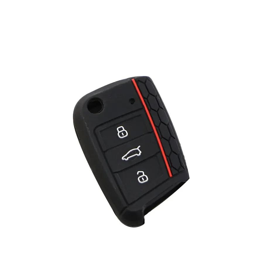 

Чехол-брелок для ключа автомобиля для Volkswagen Golf 7 GTI R MK7 Tiguan 2017 Skoda Octavia A7 Seat Leon Ibiza Силиконовый держатель для ключей Аксессуары чёрный