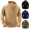 Men's Stand-up Collar Half-zipper Long-sleeved Fleece Top, Arm Trendy Zipper Hoodie Pullover Training Hoodie