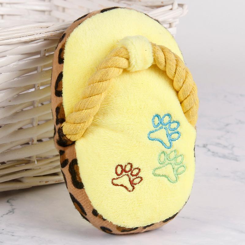 

Pet Supplies: Dog Bichon Frise Teeth Grinding Sound, Pet Cat and Dog Toy Supplies, Plush Slippers жёлтый