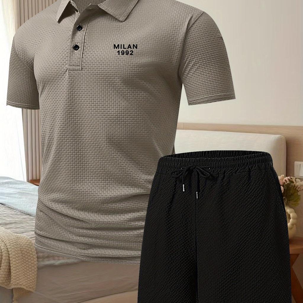 Mens Summer Track Suits 2 Piece Shorts Sets Short Sleeve Sweatsuit Outfits Golf Polo Shirts