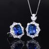 Jewelry Simulation Blue Glass Pendant Ring Handmade Diamond Set Main Stone 12 * 16