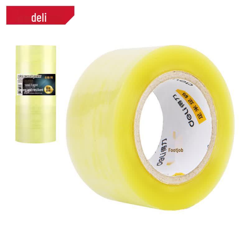 Deli Transparent Yellow Packaging Tape, 6 Rolls