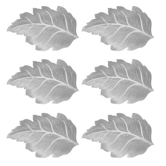 6Pcs Kitchen Placemat Set High Temperature Resistant Gold-Stitched Leaf Shape Dining Place Mat Table Setting Accessory