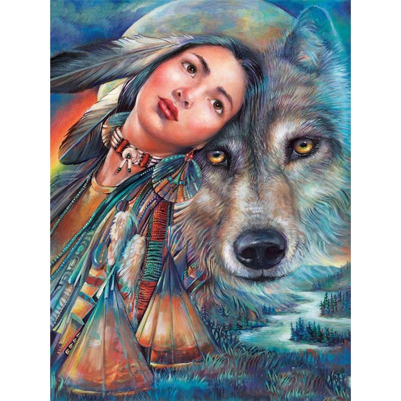 5D DIY Diamond Painting Kit Tribal Figures Art Diamond Embroidery Rhinestones Decorations for Home