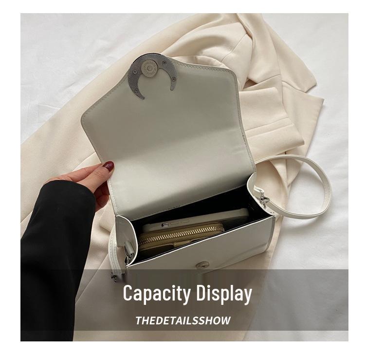 High-Quality Textured Crescent Lock Small Square Shoulder Crossbody Bag for Women - 2023 Trendy & Versatile Commuter Style