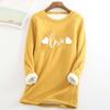 Women's Round Neck  Print Thickened Plush Cashmere Warm Long Top