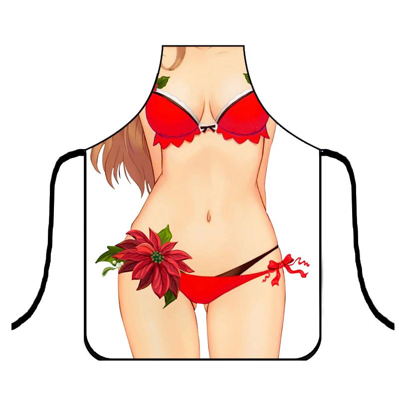 1PC Santa Claus Theme Baking Christmas Apron Home Cooks Apron for Cooking Funny Cartoon Printed Dress-Up & Role Play Unisex