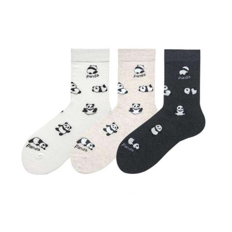 Trendy Socks, Women's Plush Panda Socks, Cute and Versatile Mid-calf Socks, Boneless Cotton Socks, Sweet School Style, Pile Pile Socks