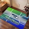Seattle Seahawks Personalized Crystal Velvet Carpet, Customized Name Text Soft Anti‑Slip Rug for Living Room Bedroom