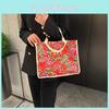 Vintage Nordöstliche Blumen Canvas Tragetasche für Frauen in Rot und Grün Perfekt für den täglichen Gebrauch