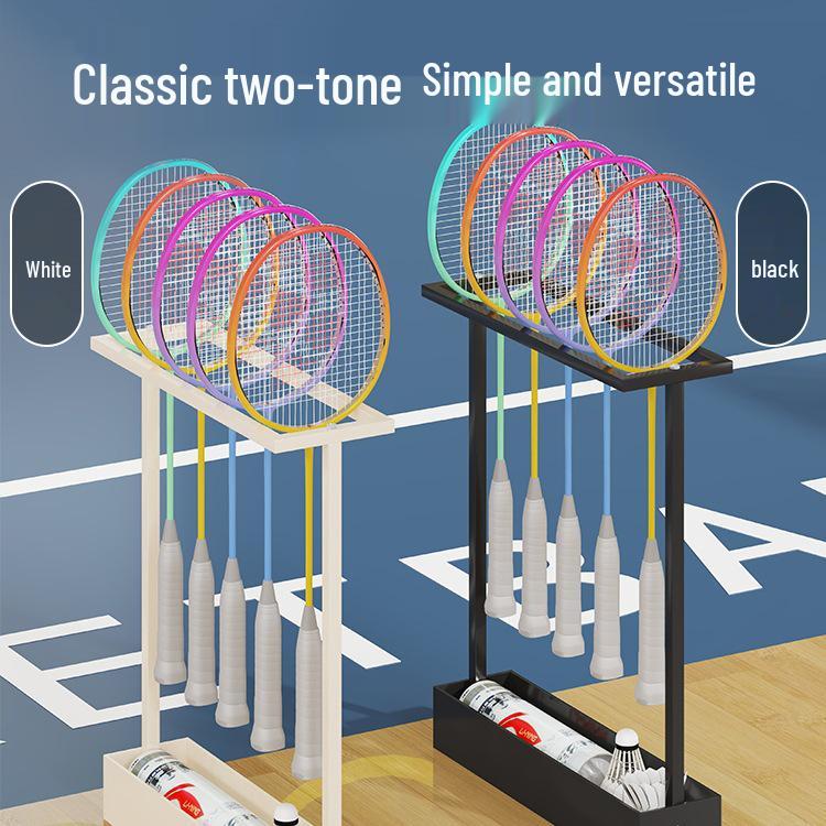 Large Capacity Racket Display Rack for Badminton & Tennis - School & Fitness Equipment Storage Basket