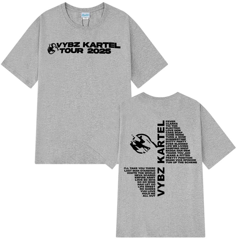 2025 Trasa Raper Vybz Kartel Nowy Album Męska Damska Moda Harajuku Oversize 100% Czysta Bawełna Nadrukowana Oddychająca Koszulka