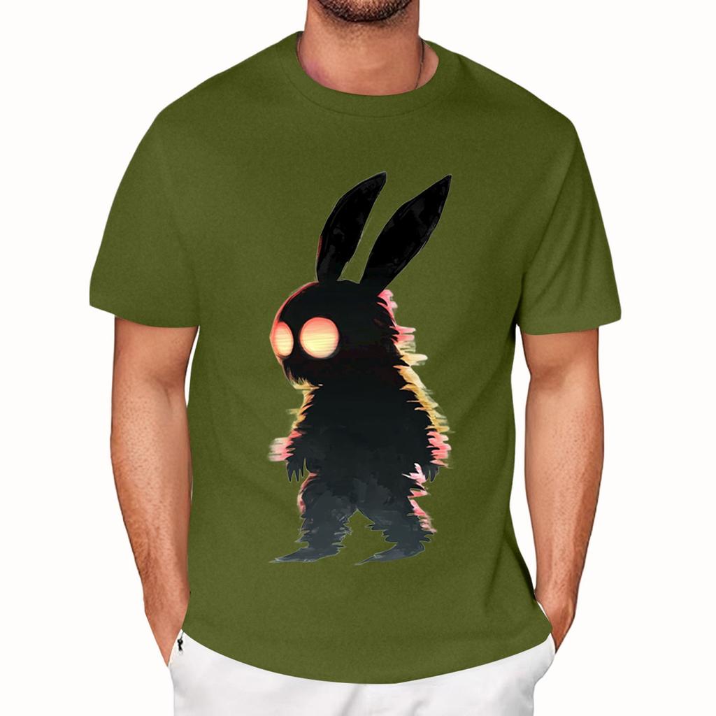 Velikonoce - Pánské ležérní volné tričko s potiskem zajíčka, kulatý výstřih, přetahovací, s krátkým rukávem