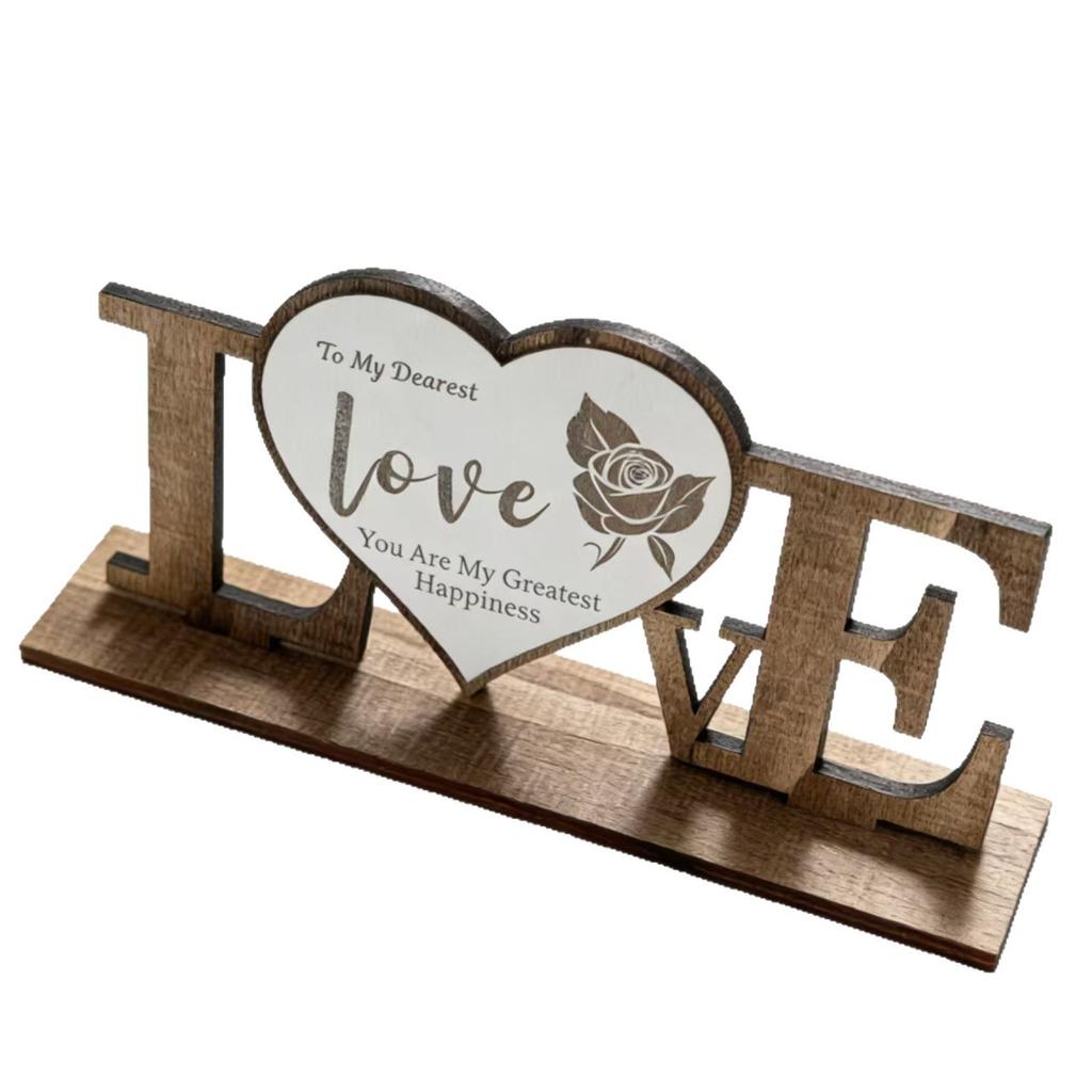 Wooden Love Heart Decor – Handcrafted Wooden Keepsake for Valentine's Day, Anniversary & Couple Gift, Romantic Home Accent