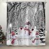 Theme Shower Truck Christmas Tree Gift Deer Red Bird Pinecone Snow Scene Baths Curtain Bathroom DecorXT6