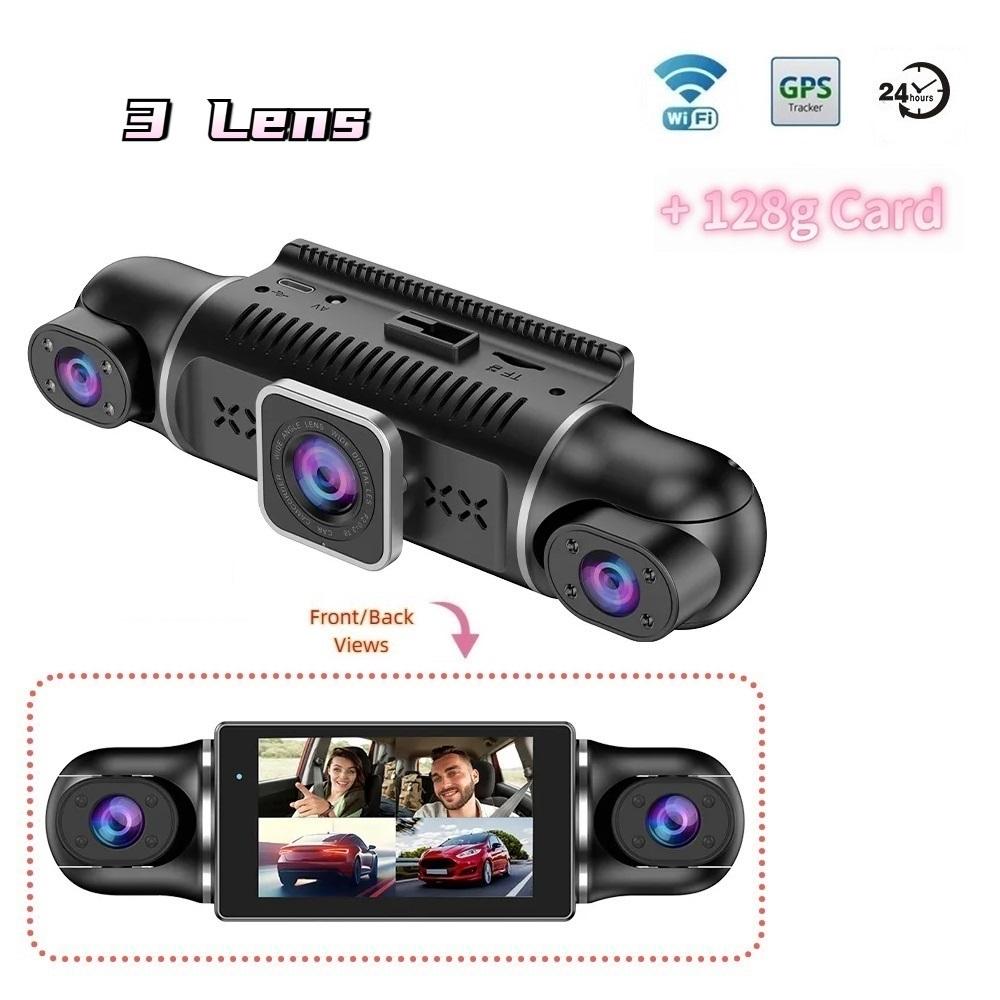 Four Lens Driving Recorder, 4 Recording 4 Screen Display, 1080P Night Vision, GPS, Loop Recording, WiFi Connection Camera