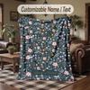 Floral Garden Dreams Theme Throw Blanket Custom Name Text Personalized Blanket Soft Cozy Blanket for Home Sofa Bed