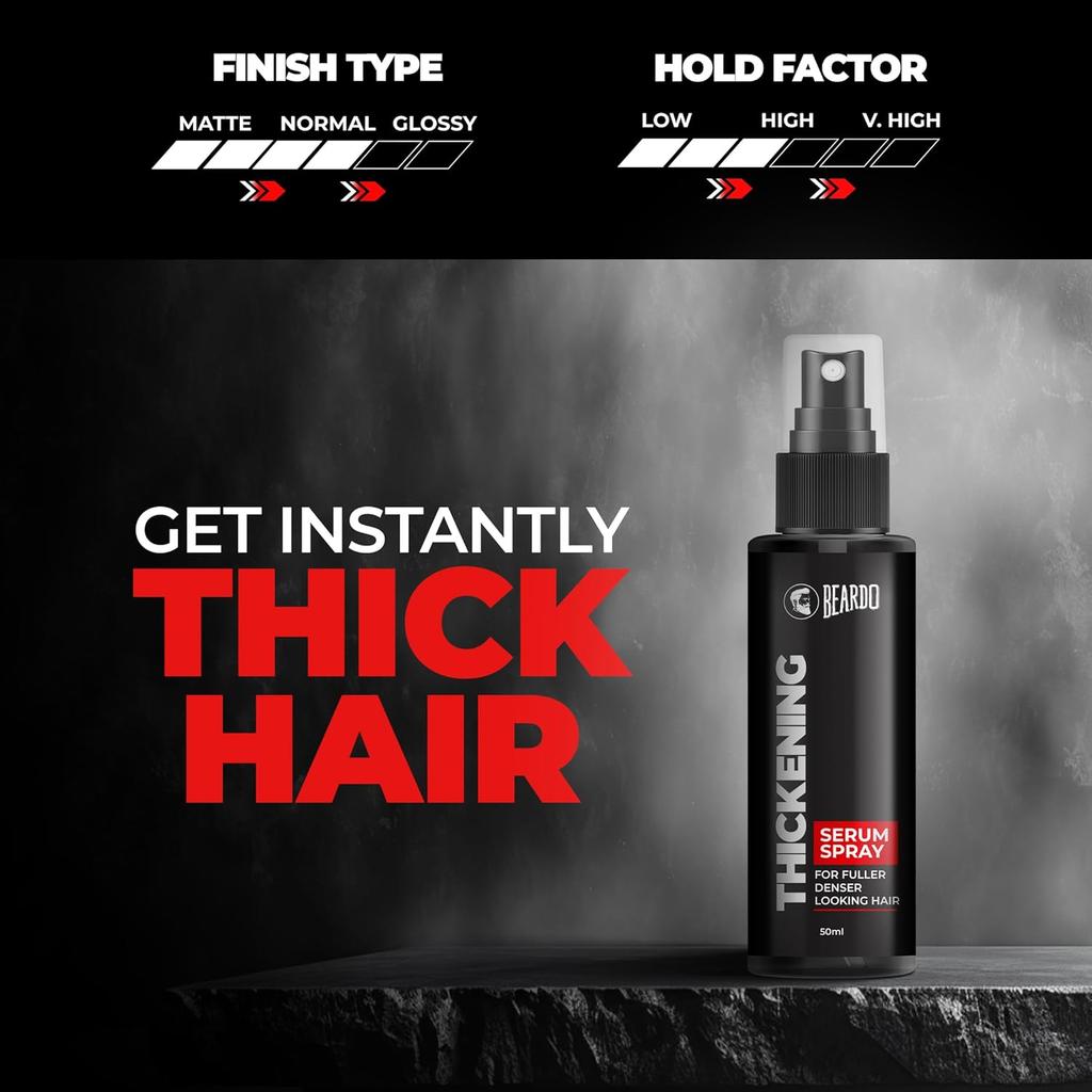 Beardo Thickening Serum Spray 50 Ml Hair Volume Booster For Men Frizz Free Smooth Glossy Travel Friendly Styling Serum
