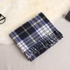 Double-Sided Velvet Scarf with Tassel Decoration Plaid Print Autumn Winter Warm Cashmere-like Scarf Fashion Accessory