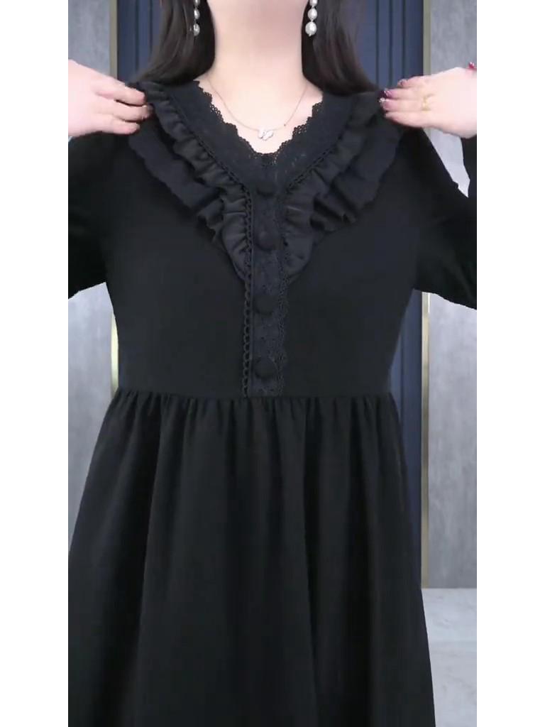 European Style Ruffle Plus Size Mom Dress - Spring Casual Women's Fashion