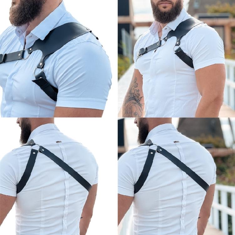 Herren Körper Brustgurt Gürtel Punk Gothic PU Leder Schulterkäfig Gürtelriemen