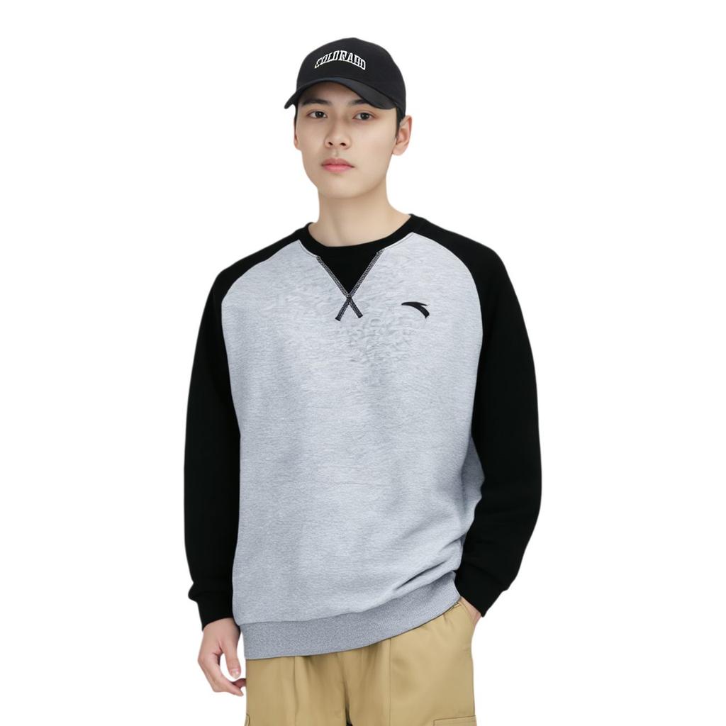 ANTA Sweatshirts Men's Gray Crew Neck Moderate Regular 952147768-1