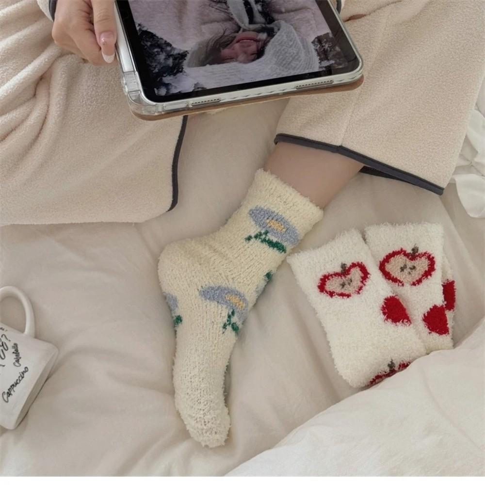 Thicken Coral Fleece Socks Warm Sleep Socks Cartoon Fuzzy Floor Socks  Women Socks