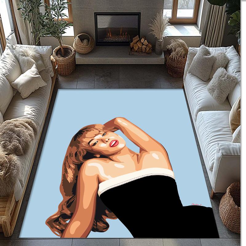 Soft Crystal Velvet Floor Rug,Sabrina Carpenter Anti Slip Decorative Carpet, Plush Area Mat For Indoor Home Decoration