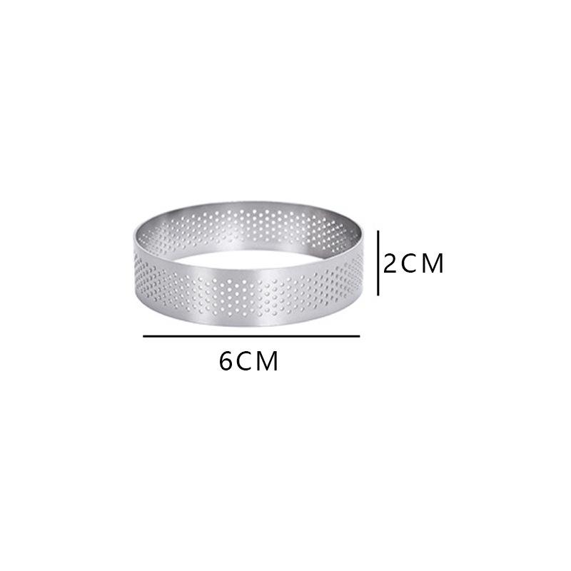 Circular Tart Ring Stainless Steel Tartlet Mold Perforated Fruit Pie Quiche Cake Mousse Mold Kitchen Pastry Baking Mold