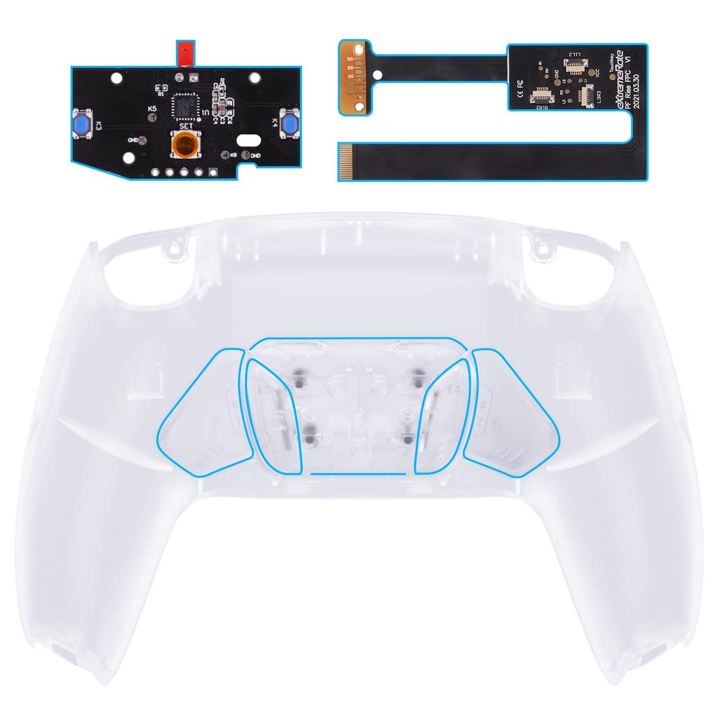 eXtremeRate Compatible with PS5 Controller Programmable Back Paddle Clear Plastic RISE4 Remap Compatible with PS5 Controller with Upgrade Board and