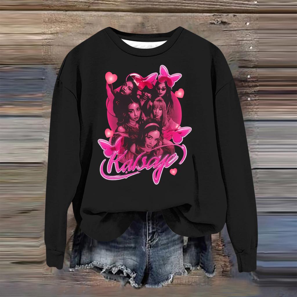 Women's Fashion Casual Long Sleeve Loose Printed Sweatshirt