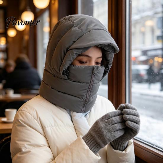 Wiatroodporna Termiczna Kominiarka Damska Czapka Zimowa, Wiatroodporna Maska na Twarz z Zamkiem Błyskawicznym na Zimną Pogodę, Szalik z Kapturem Outdoor Narty Rower
