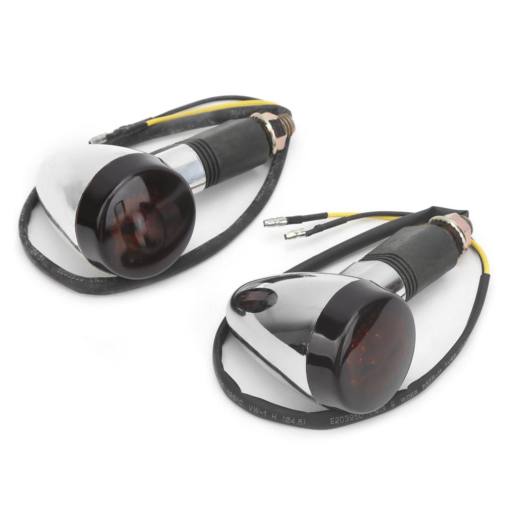 2pcs Universal Motorcycle Turn Signal Lamp Yellow Light High Visibility 12V 10mm 0.4in ThreadWhite