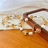 Retro High Quality Natural Freshwater Pearl Citrine Contrasting Color Design Bracelet