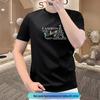 Luxury Men's Mercerized Cotton Round Neck T-shirt with 3D Hot Drilling Design