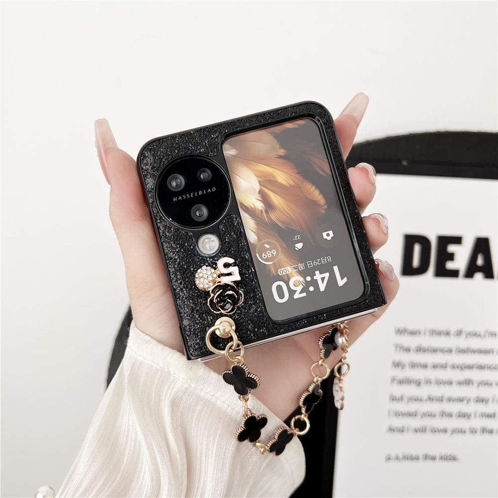 Luxury Glitter Bracelet Flower Chain Case For OPPO Find N3 Flip Find N2 Flip Shockproof Cover Funda