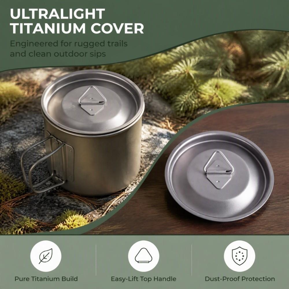 Grey Titanium Mug Lid Practical Camping Cup Lid Lightweight Titanium Cup Lid Hiking