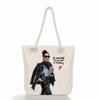 Multifunctional Coffee-colored Girl Printed Thick Rope Shoulder Beach Bag Casual Large Capacity Handbag 0107