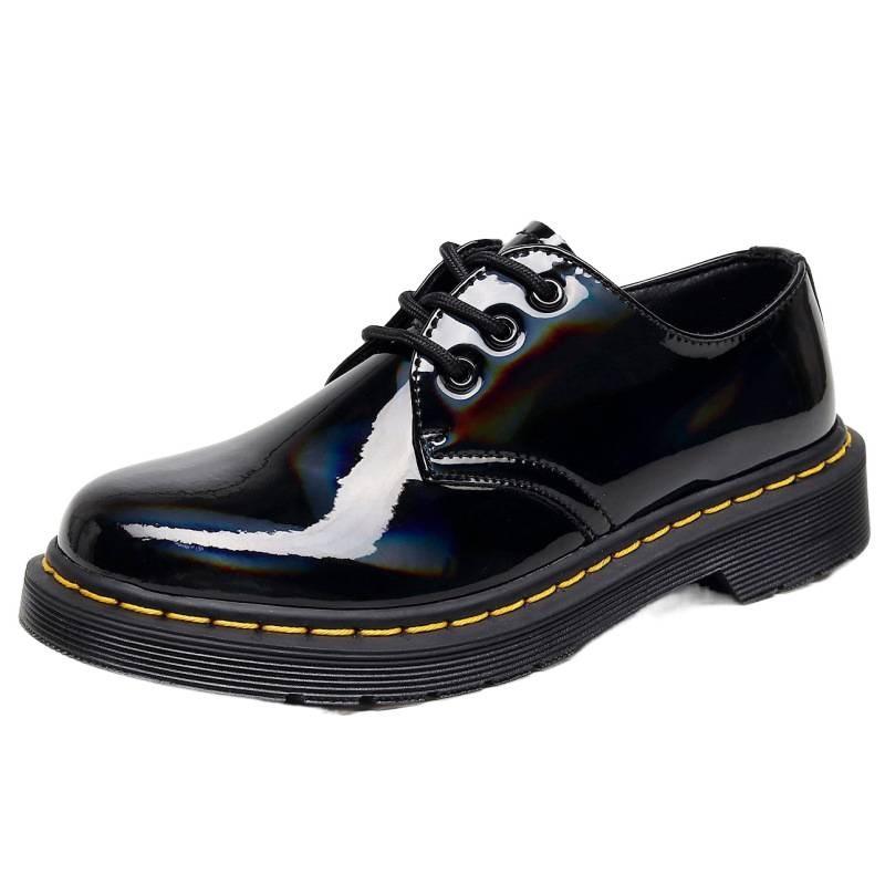 Mirror laser low-top small leather shoes women's leather British big short boots round head men's and women's couples casual
